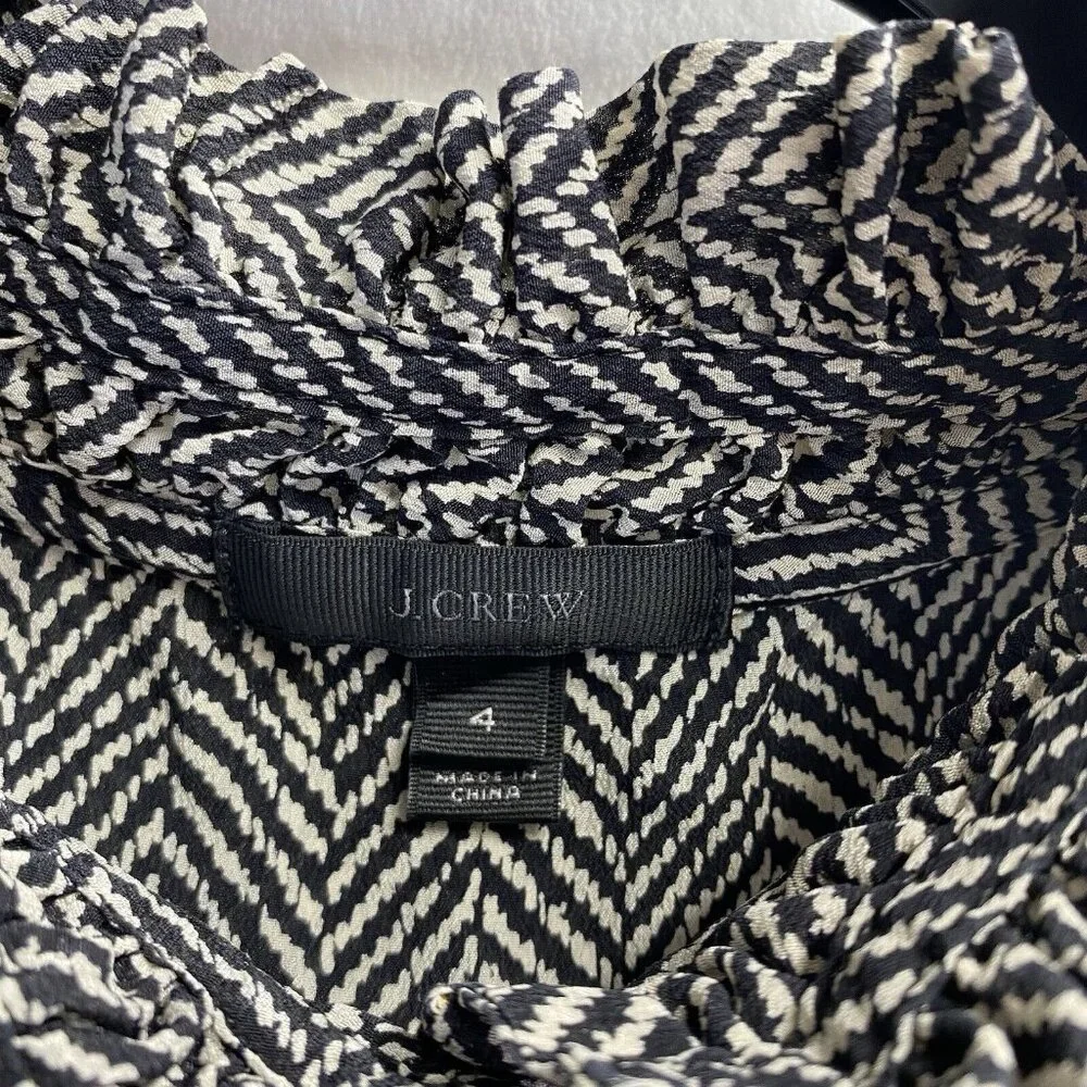 J. Crew Black and White Monochrome Pattern Sleeveless Blouse - Picture 10 of 16